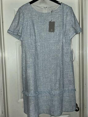 Preston & York Pale Blue Textured Fringe Midi Dress